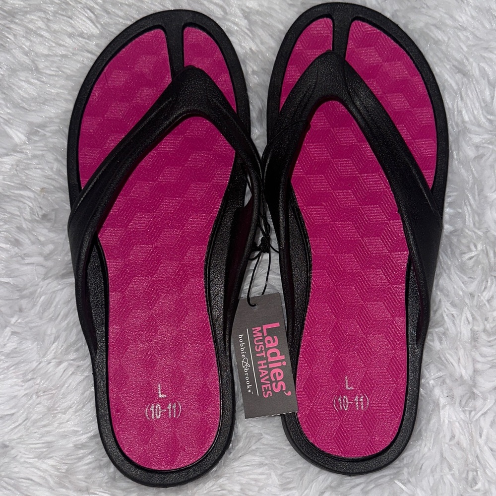 Black and Pink Flip Flops
